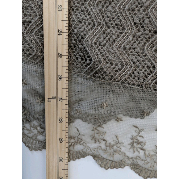 Chico's Nora Linen L XL Mixed Media Modern Asymmetrical Open Knit Tan Pullover - Picture 9 of 9